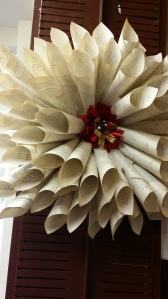 New Mexico Supreme Court Library. Wreath made from reporter pages. Photo courtesy of Stephanie Wilson.