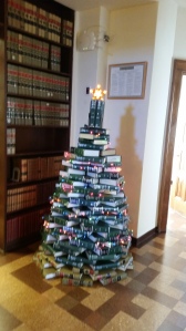 New Mexico Supreme Court Library. Photo courtesy of Stephanie Wilson. Tree constructed from about-to-be recycled New Mexico Reports and Federal Rules Digest.